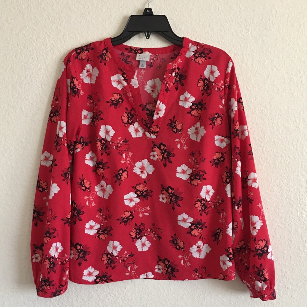 A New Day Floral Peasant Blouse Top